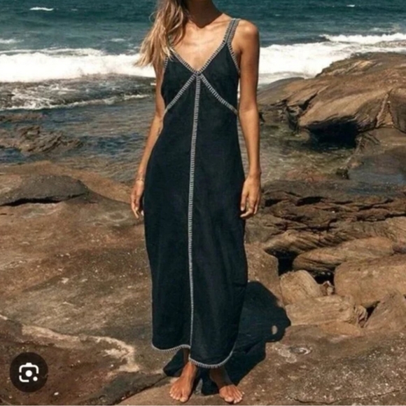DISSH Dresses & Skirts - New Dissh Bella Black Linen Slip Midi Dress Lined Women's Size US 6